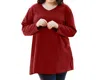 On The Plus Side Jersey V-neck Long Sleeve Tunic - Plus In Red In Red