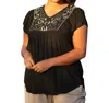 On The Plus Side Karla Embroidered Blouse - Plus In Black In Black