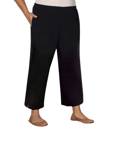 On The Plus Side Linen Pull On Wide Leg Flood Pants - Plus In Black