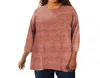 On The Plus Side Lisse 3/4 Sleeve Side Panel Tunic - Plus In Heathered Red In Multi