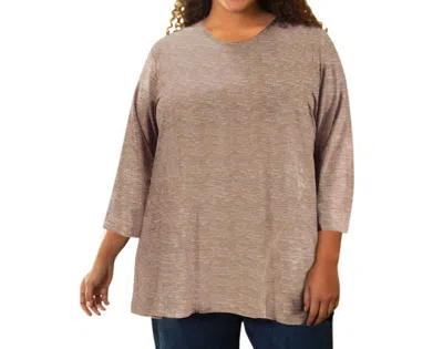 On The Plus Side Lisse 3/4 Sleeve Side Panel Tunic - Plus In Heathered Eggnog In Multi