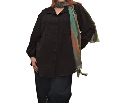 On The Plus Side Long Sleeve Button Up Shirt - Plus In Black