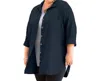 On The Plus Side Long Sleeve Collar Button Up Shirt - Plus Size In Marine Navy In Multi