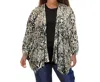 On The Plus Side Long Sleeve Draped Cardigan - Plus In Black/white Leopard In Multi
