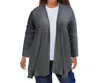 On The Plus Side Long Sleeve Draped Cardigan - Plus In Heather Grey In Grey