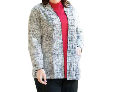 On The Plus Side Long Sleeve Tallin Reversible Jacket - Plus Size In Black White In Gray