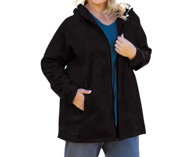 On The Plus Side Lyddie Hooded Zip Up Fleece Jacket - Plus Size In Gray And Black