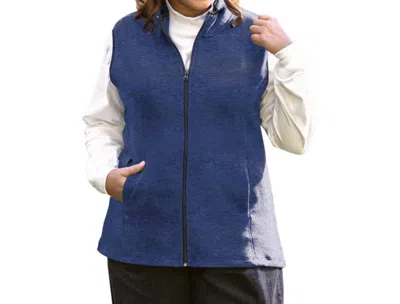 On The Plus Side Lyddie Sleeveless Zip Up Fleece Vest - Plus Size In Blue And Black