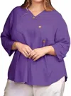 On The Plus Side Madison 3/4 Sleeve Blouse - Plus In Acai In Multi