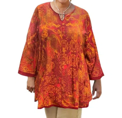 On The Plus Side Notched V-neck Anaise Tunic - Plus In Otps Fall Pendants In Multi