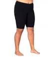 On The Plus Side Plus Size Solid Cotton Bike Shorts In Black In Black