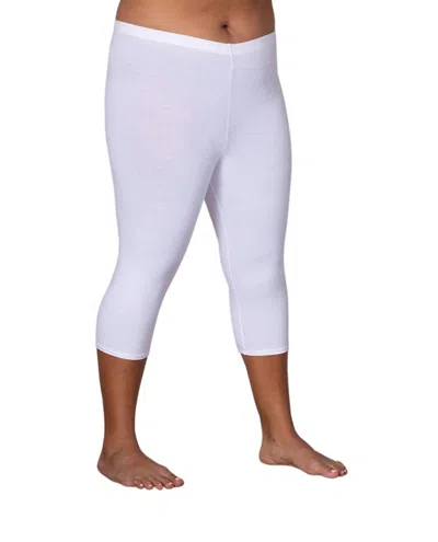 On The Plus Side Plus Size Cotton Jersey Capri Leggings In White