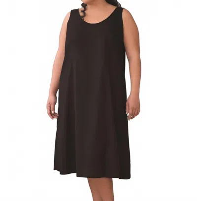 On The Plus Side Plus Size Cotton Tank Dress In Black