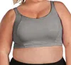 On The Plus Side Plus Size Double Layer Sports Bra In Light Grey In Grey