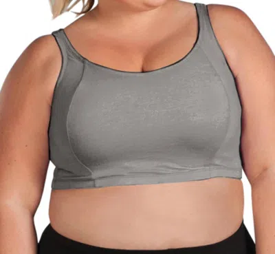 On The Plus Side Plus Size Double Layer Sports Bra In Light Grey