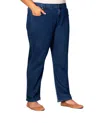 On The Plus Side Plus Size Five Pocket Relaxed Fit Denim Jeans In Blue Denim In Blue