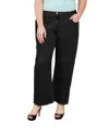 On The Plus Side Plus Size Five Pocket Wide Leg Jeans In Black In Black