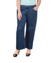 On The Plus Side Plus Size Five Pocket Wide Leg Jeans In Blue Denim In Blue