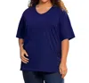 On The Plus Side Plus Size Jersey V-neck Short Sleeve Tee In Blueberry In Blue