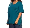 On The Plus Side Plus Size Jersey V-neck Short Sleeve Tee In Otps Deep Sea In Green