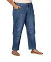 On The Plus Side Plus Size Premium Wide Leg Five Pocket Denim Jeans In Medium Wash Denim In Blue