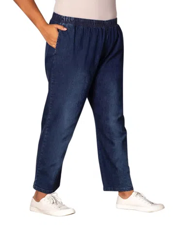 On The Plus Side Plus Size Relaxed Leg Premium Denim Jeans In Dark Wash Denim In Multi