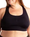 On The Plus Side Plus Size Double Layer Sports Bra In Black In Black