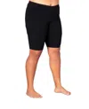 On The Plus Side Plus Size Solid Cotton Bike Shorts In Black In Black
