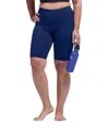 On The Plus Side Plus Size Solid Cotton Lycra Bike Shorts In Navy In Blue