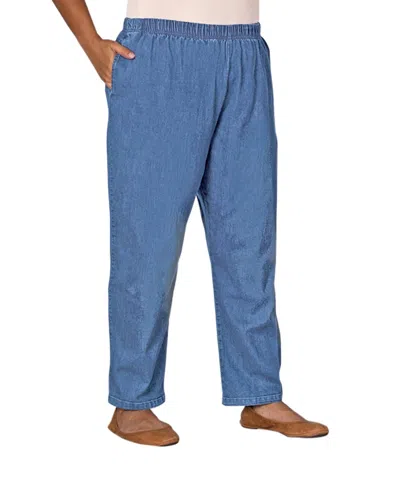 On The Plus Side Plus Size Wide Leg Premium Denim Jeans In Light Wash Denim In Multi