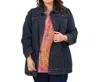 On The Plus Side Premium Long Sleeve Rydel Denim Jacket - Plus Size In Dark Wash Denim In Multi