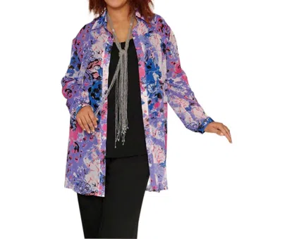 On The Plus Side Print Long Sleeve Tunic - Plus In Purple Rodie In Multi