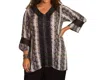 On The Plus Side Print Tatum Bracelet Sleeve V-neck Tunic - Plus Size In Asp Scale In Multi