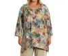 On The Plus Side Printed Caiden Tunic - Plus In Dry Roses In Multi