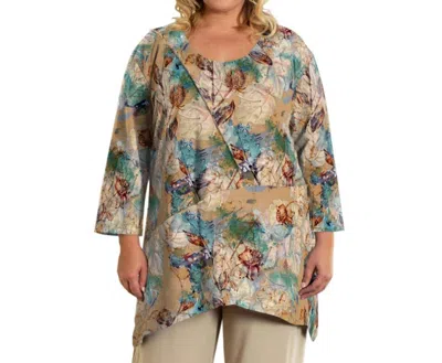 On The Plus Side Printed Caiden Tunic - Plus In Dry Roses In Multi