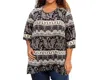 On The Plus Side Printed Matsin Tunic - Plus In Black Stone In Black