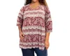 On The Plus Side Printed Matsin Tunic - Plus In Burgundy Ivory In Multi