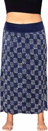 On The Plus Side Printed Maxi Skirt - Plus In Blue Tribal In Multi