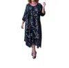 On The Plus Side Printed Rayon 3/4 Sleeve Edyth Dress - Plus Size In Black Batik In Multi