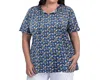 On The Plus Side Printed Short Sleeve Ruffle And Tie Top - Plus In Blue Multi Floral In Multi