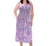 On The Plus Side Printed Sleeveless Diana Tank Dress - Plus Size In Purple Petals In Multi