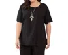 On The Plus Side Rayon Short Sleeve Top - Plus In Black In Black