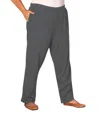 On The Plus Side Relaxed Leg Cotton Knit Pants - Plus In Gray In Grey