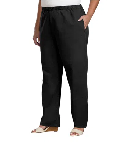 ON THE PLUS SIDE RELAXED LEG STRETCH COTTON TWILL PANTS - PLUS IN BLACK