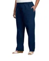 On The Plus Side Relaxed Leg Stretch Cotton Twill Pants - Plus In Navy In Blue