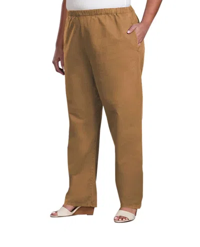On The Plus Side Relaxed Stretch Twill Pants - Plus In Tan In Brown