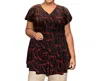 On The Plus Side Short Sleeve Baby Doll Top - Plus In Red Grid In Multi