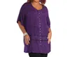 On The Plus Side Short Sleeve Button Up Tonya Blouse - Plus In Purple In Purple