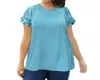 On The Plus Side Short Sleeve Ruffle Blouse - Plus Size In Seafoam In Green