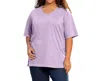 On The Plus Side Side Cotton Short Sleeve Tee - Plus In French Lilac In Multi